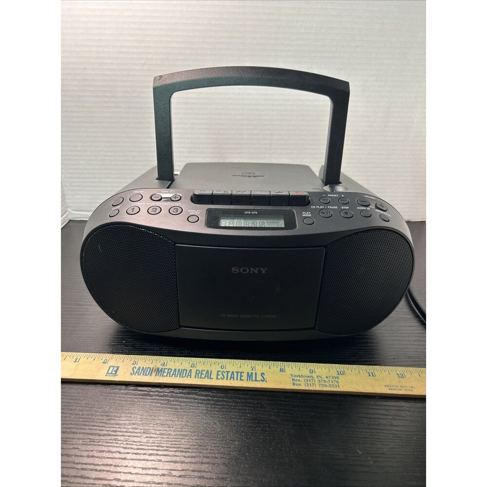 SONY CFD-S70 Black CD Cassette Boombox AM FM Headphone Input Jack Personal Audio